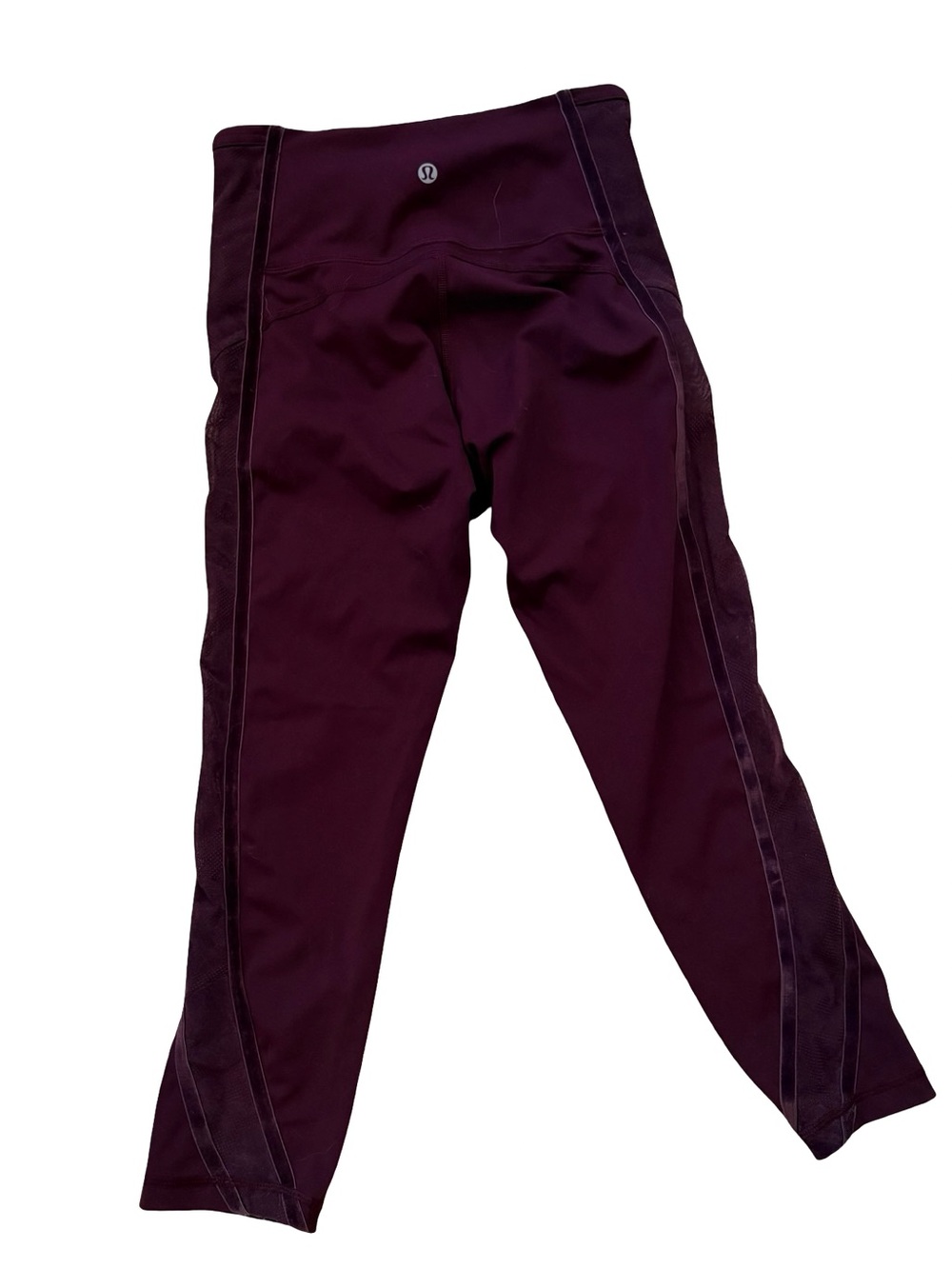 Lululemon Wunder Under Cropped High Rise Flocked Lace Velvet Burgundy Tights